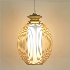 Elliptical Egg Design Pendant Light Modern Bamboo Pendant Light Bedside Hallway Lighting