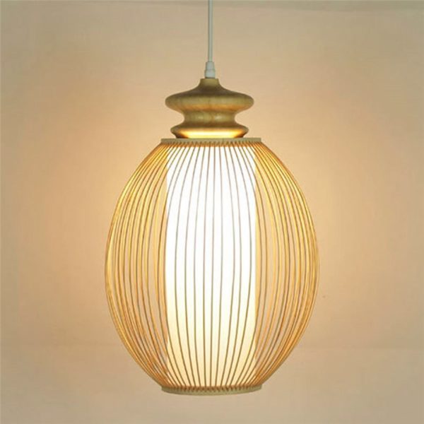 Elliptical Egg Design Pendant Light Modern Bamboo Pendant Light Bedside Hallway Lighting - Image 7