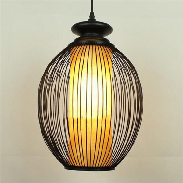 Elliptical Egg Design Pendant Light Modern Bamboo Pendant Light Bedside Hallway Lighting - Image 8