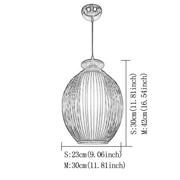 Elliptical Egg Design Pendant Light Modern Bamboo Pendant Light Bedside Hallway Lighting - Image 9