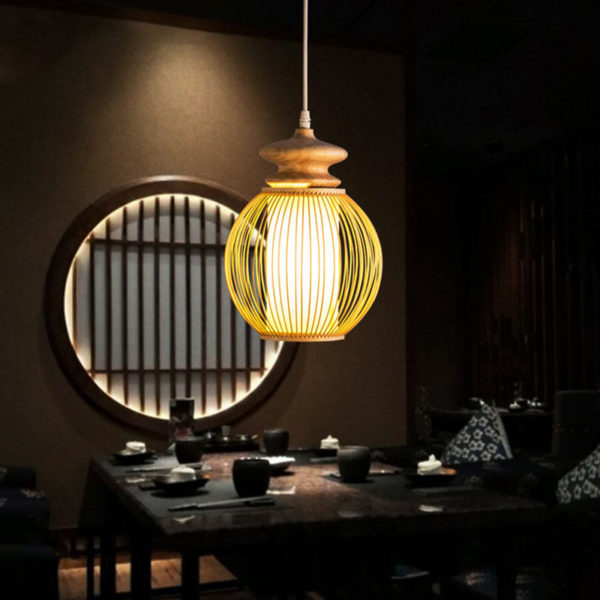 Elliptical Egg Design Pendant Light Modern Bamboo Pendant Light Bedside Hallway Lighting - Image 5
