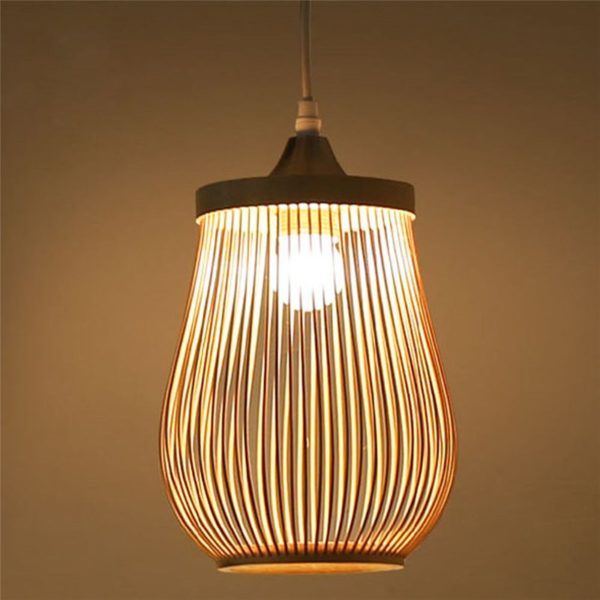Hollow Cage Pendant Light Modern Bamboo Pendant Light Living Room Bedroom Study Hallway Lighting - Image 7