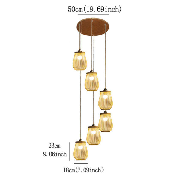 Hollow Cage Pendant Light Modern Bamboo Pendant Light Living Room Bedroom Study Hallway Lighting - Image 9