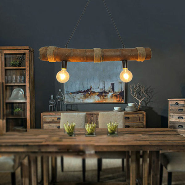 Vintage Creative Bamboo Pendant Light Industrial Retro Pendant Light Dining Room Lighting - Image 3