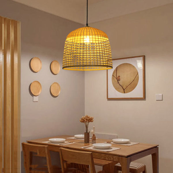 Fashional Bamboo Dome Pendant Light Creative Chinese Pendant Light Living Room Bedroom Study Lighting - Image 3
