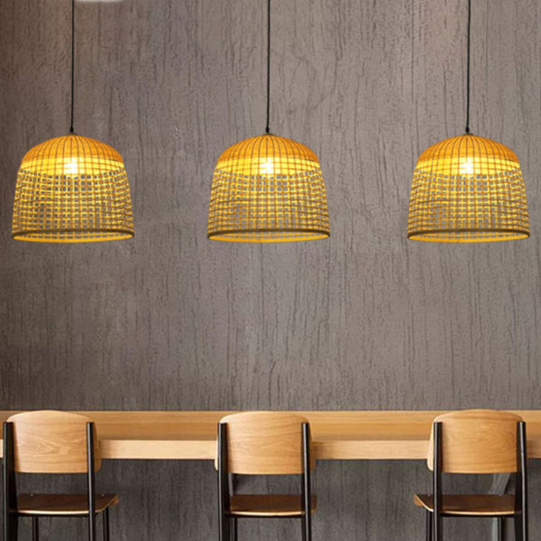 Fashional Bamboo Dome Pendant Light Creative Chinese Pendant Light Living Room Bedroom Study Lighting - Image 4