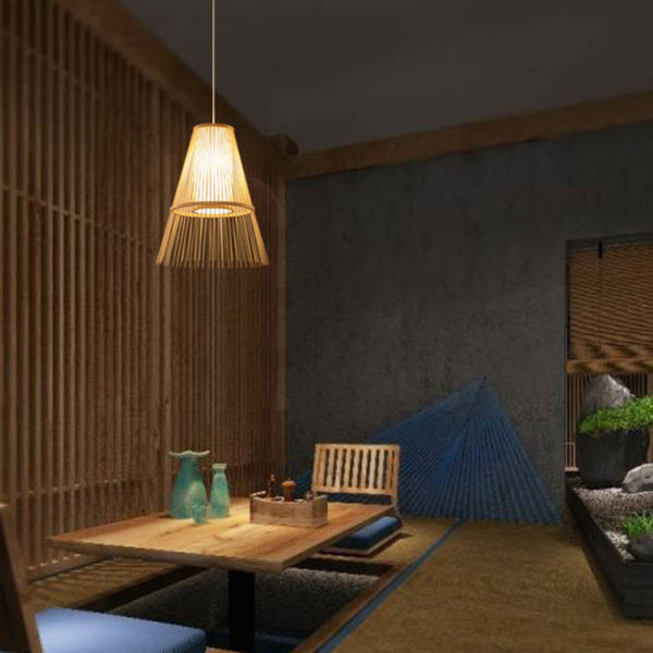 Creative Chinese Bamboo Pendant Light Downward Hollow Pendant Light Dining Room Tearoom Hallway Lighting - Image 8