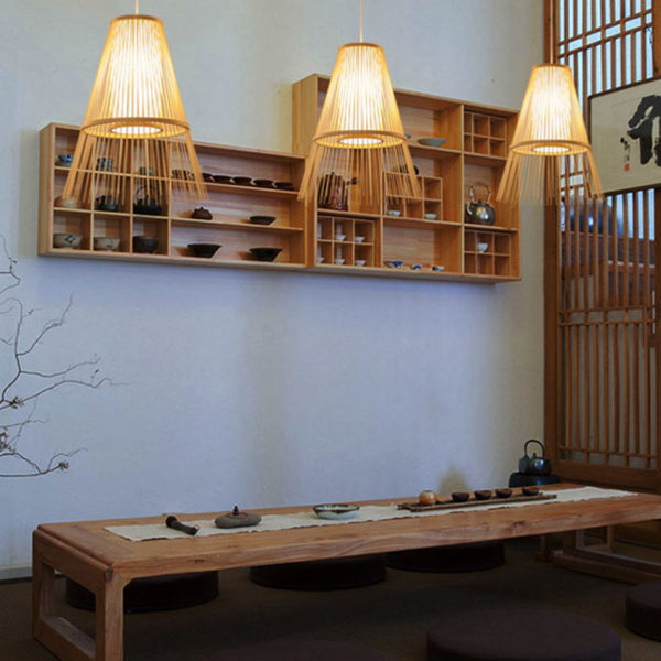 Creative Chinese Bamboo Pendant Light Downward Hollow Pendant Light Dining Room Tearoom Hallway Lighting - Image 3