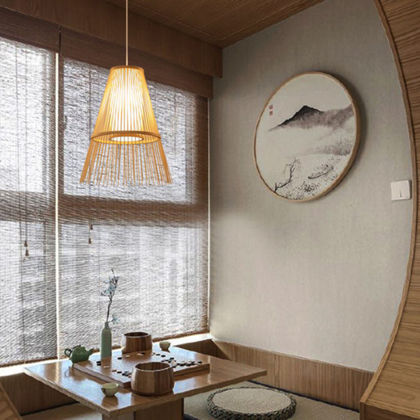 Creative Chinese Bamboo Pendant Light Downward Hollow Pendant Light Dining Room Tearoom Hallway Lighting - Image 5