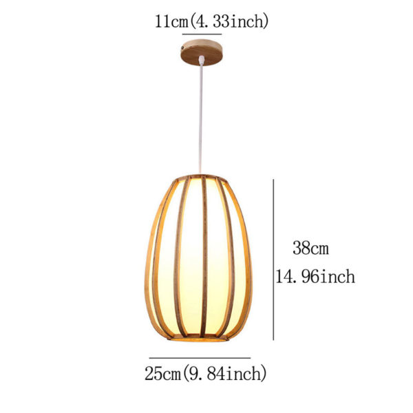 Simple Japanese Pendant Light Woven Bamboo Pendant Light Living Room Bedroom Dining Room Study Lighting - Image 9