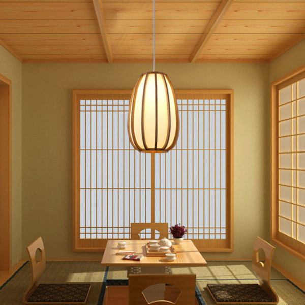 Simple Japanese Pendant Light Woven Bamboo Pendant Light Living Room Bedroom Dining Room Study Lighting - Image 4