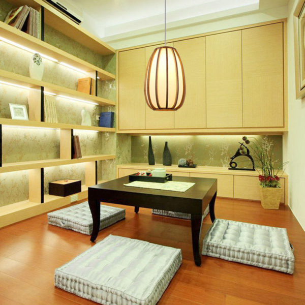 Simple Japanese Pendant Light Woven Bamboo Pendant Light Living Room Bedroom Dining Room Study Lighting - Image 5
