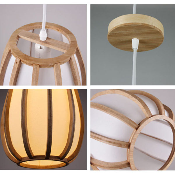 Simple Japanese Pendant Light Woven Bamboo Pendant Light Living Room Bedroom Dining Room Study Lighting - Image 6