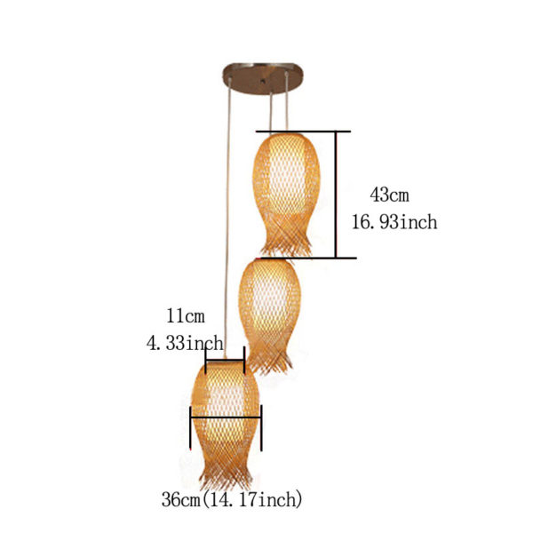 Creative Rural Bamboo Pendant Light Hand Woven Pendant Light Dining Room Bar Hallway Lighting - Image 9
