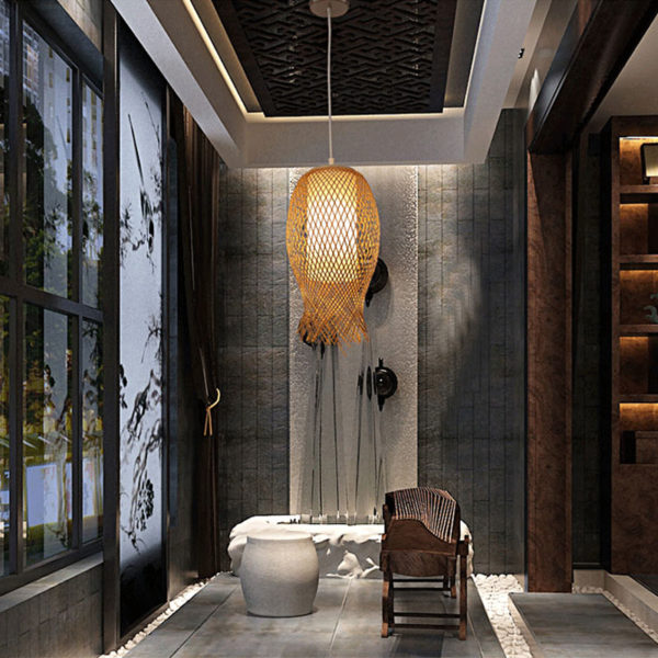 Creative Rural Bamboo Pendant Light Hand Woven Pendant Light Dining Room Bar Hallway Lighting - Image 2
