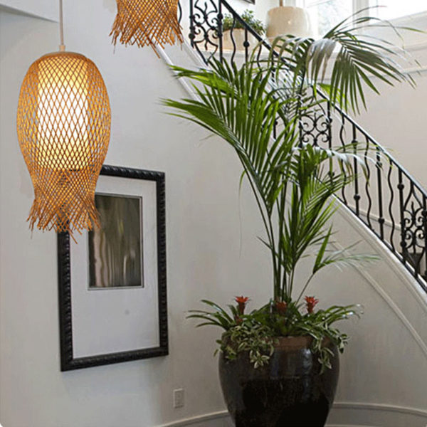 Creative Rural Bamboo Pendant Light Hand Woven Pendant Light Dining Room Bar Hallway Lighting - Image 3