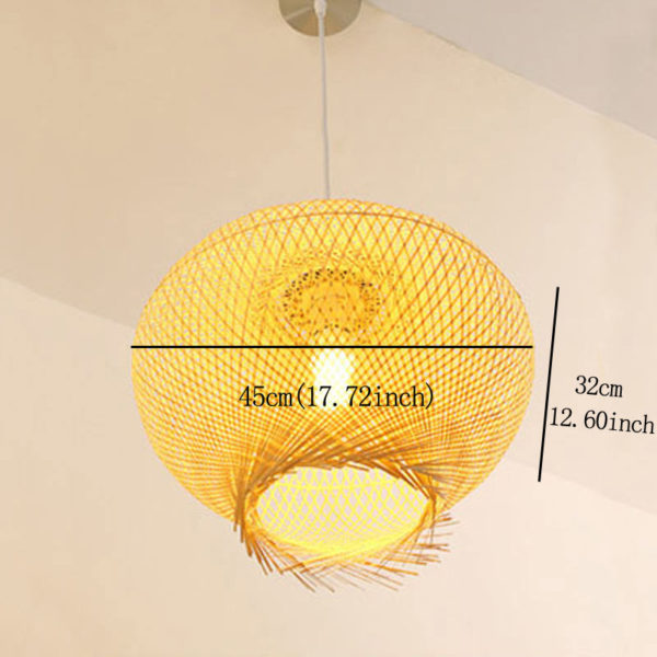Downward Bird Nest Pendant Light Rural Style Bamboo Pendant Light Bedroom Dining Room Lighting - Image 8