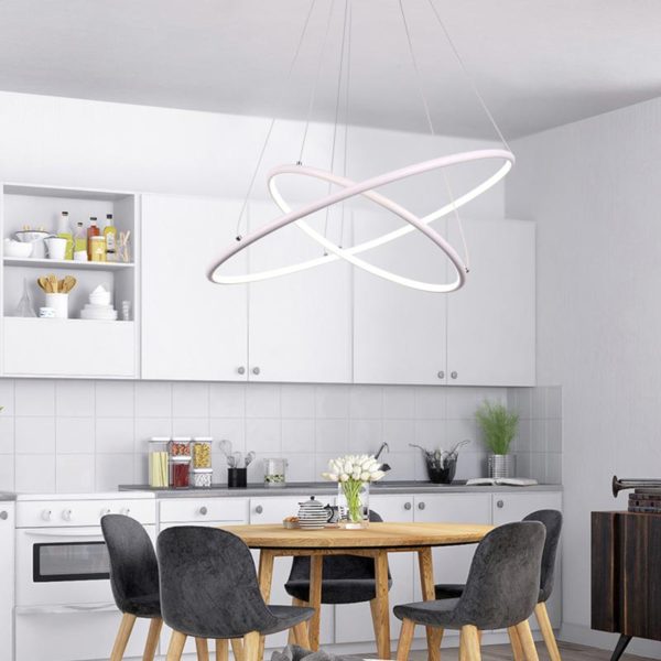 Creative White Pendant Light Nordic Ring Pendant Light Living Room Bedroom Study Decorative Lighting - Image 3