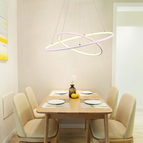 Creative White Pendant Light Nordic Ring Pendant Light Living Room Bedroom Study Decorative Lighting - Image 4