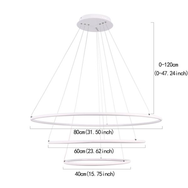 Modern 3 Rings Pendant Light Nordic Circle Pendant Light Living Room Bedroom Study Lighting - Image 2