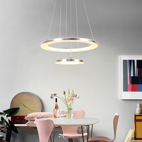 Nordic 2 Rings Pendant Light Modern LED Pendant Light Living Room Bedroom Study Simple Lighting - Image 9