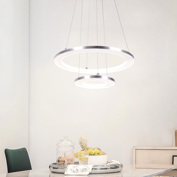 Nordic 2 Rings Pendant Light Modern LED Pendant Light Living Room Bedroom Study Simple Lighting - Image 3
