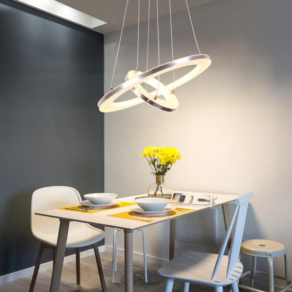 Nordic 2 Rings Pendant Light Modern LED Pendant Light Living Room Bedroom Study Simple Lighting - Image 4