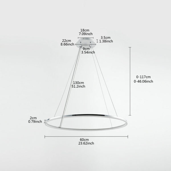 Ceiling Lights Modern LED Acrylic Pendant Light Living LED Ring Lights 60CM (Angel's Halo) - Image 5