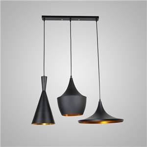 Pendant 3 Light Industrial Black Chandelier Iron Aluminum Spinning