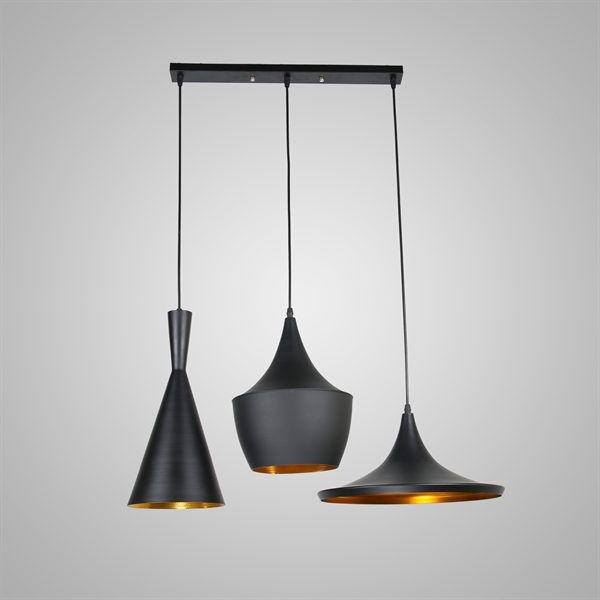 Pendant 3 Light Industrial Black Chandelier Iron Aluminum Spinning - Image 7