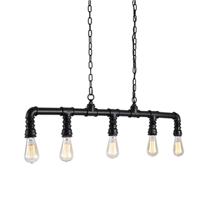 Pipe Light Fixture Vintage Metal Water Pipe 5-light Pendant Light