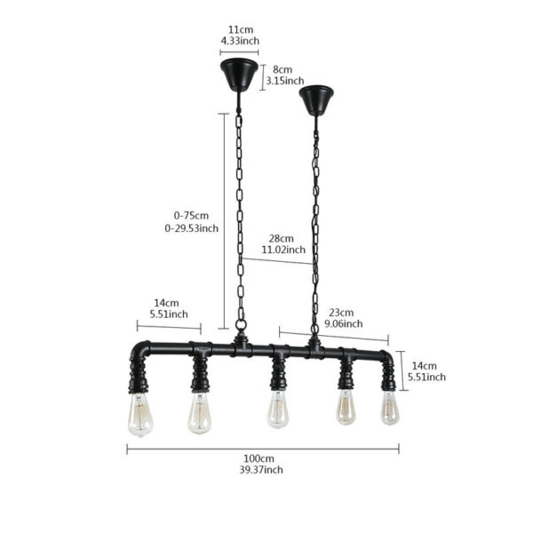 Pipe Light Fixture Vintage Metal Water Pipe 5-light Pendant Light - Image 8