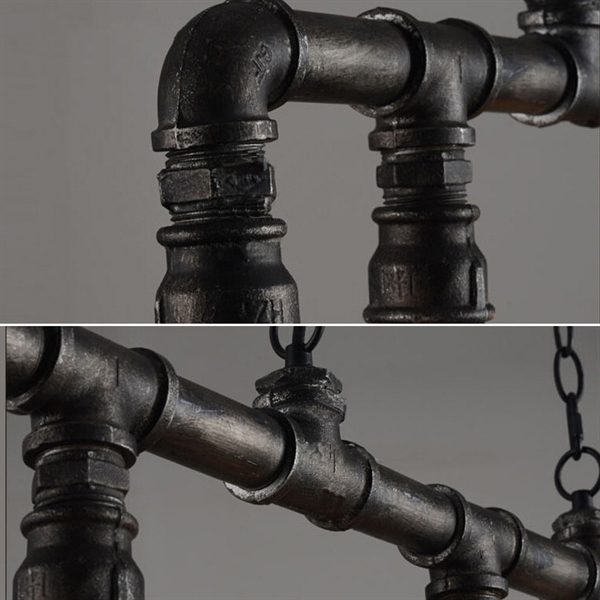 Pipe Light Fixture Vintage Metal Water Pipe 5-light Pendant Light - Image 4