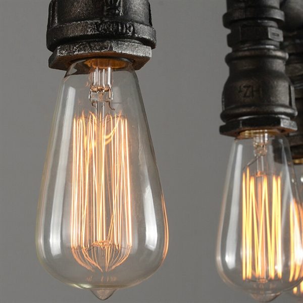 Pipe Light Fixture Vintage Metal Water Pipe 5-light Pendant Light - Image 5