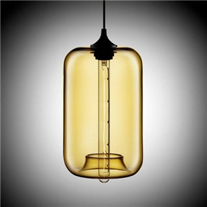 Modern Transparent Glass Pendant Light Hand Blown Colorful with 1 Light Amber Color Dining Room Lighting Ideas Living Room Bedroom Lighting