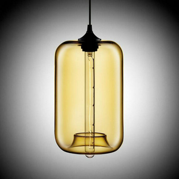 Modern Transparent Glass Pendant Light Hand Blown Colorful with 1 Light Amber Color Dining Room Lighting Ideas Living Room Bedroom Lighting - Image 2
