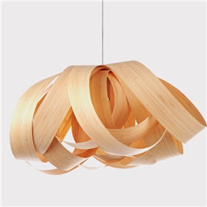 Rustic Style Natural Veneer Flower Shape Pendant Light 1-light