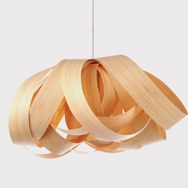 Rustic Style Natural Veneer Flower Shape Pendant Light 1-light - Image 7