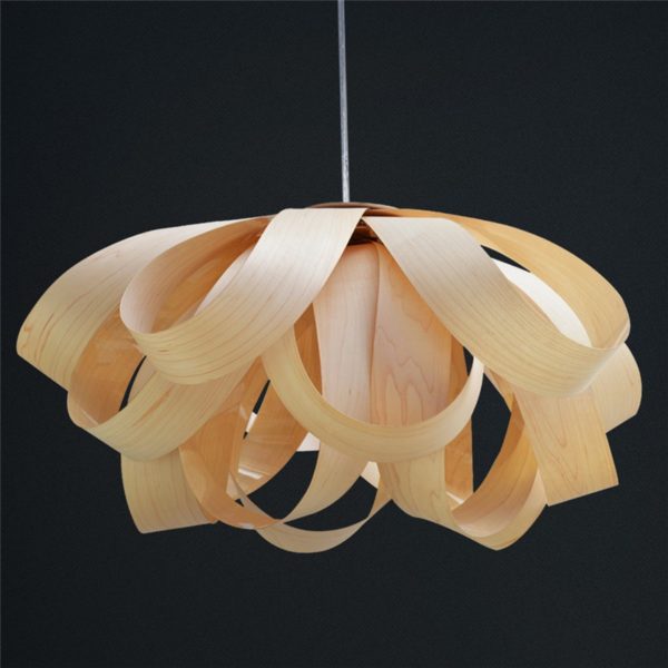 Rustic Style Natural Veneer Flower Shape Pendant Light 1-light - Image 8