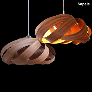Rustic Style Natural Veneer Spiral Pendant Light 1-light 3-light