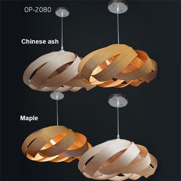 Rustic Style Natural Veneer Spiral Pendant Light 1-light 3-light - Image 8