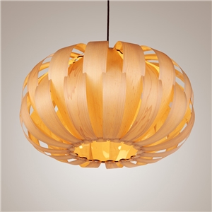 Rustic Style Natural Veneer Crown Shape Pendant Light 1-light