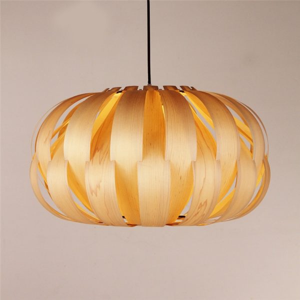 Rustic Style Natural Veneer Crown Shape Pendant Light 1-light - Image 6