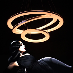 Modern Simple Acrylic LED Circle Pendant Light 3 Tiers Energy Saving