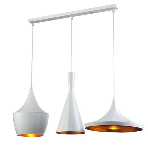 Pendant 3 Light Industrial White Iron Aluminum Spinning - Image 7