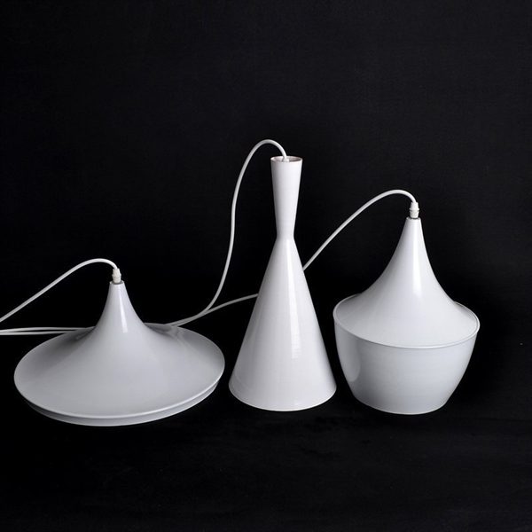 Pendant 3 Light Industrial White Iron Aluminum Spinning - Image 3