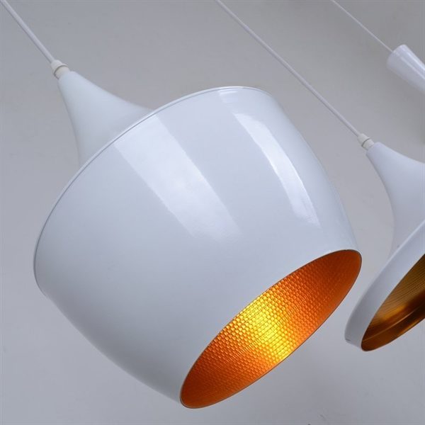 Pendant 3 Light Industrial White Iron Aluminum Spinning - Image 4