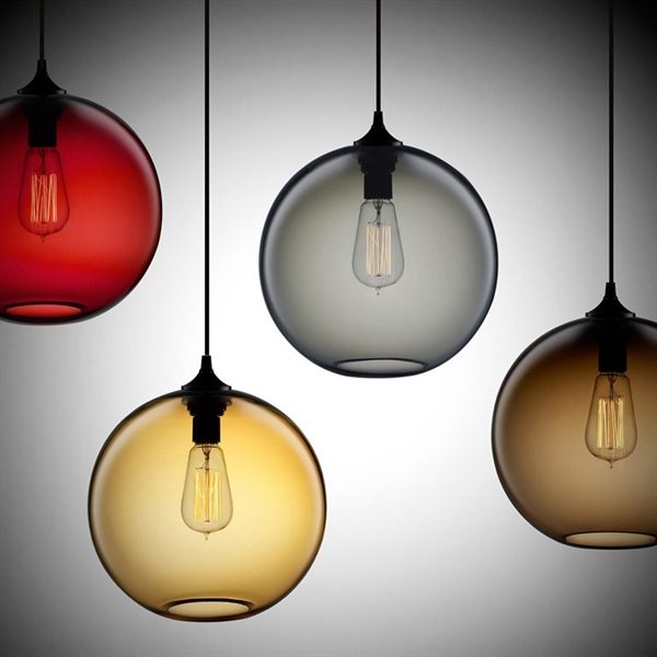 Modern Minimalist Glass Pendant Light Globe Pendant with 1 Light Amber Color Dining Room Lighting Ideas Living Room Bedroom Lighting (Color of Love) - Image 5
