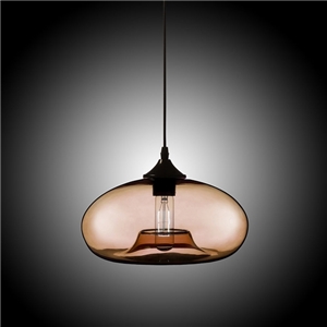 Modern Glass Pendant Light Hand Blown Colorful Bell Shaded with 1 Light Coffee Color Dining Room Lighting Ideas Living Room Bedroom Lighting (Color of Love)