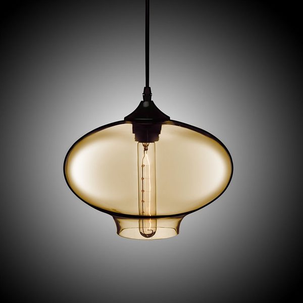 Hand-Blown Glass Pendant Light Fish Bowl Shade Ceiling Fixture with 1 Light Amber Color Dining Room Lighting Ideas Living Room Bedroom Lighting - Image 2